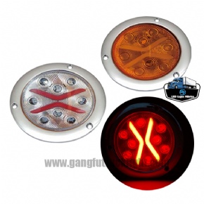 Luz trasera LED redonda para camión de 4 pulgadas con patrón X